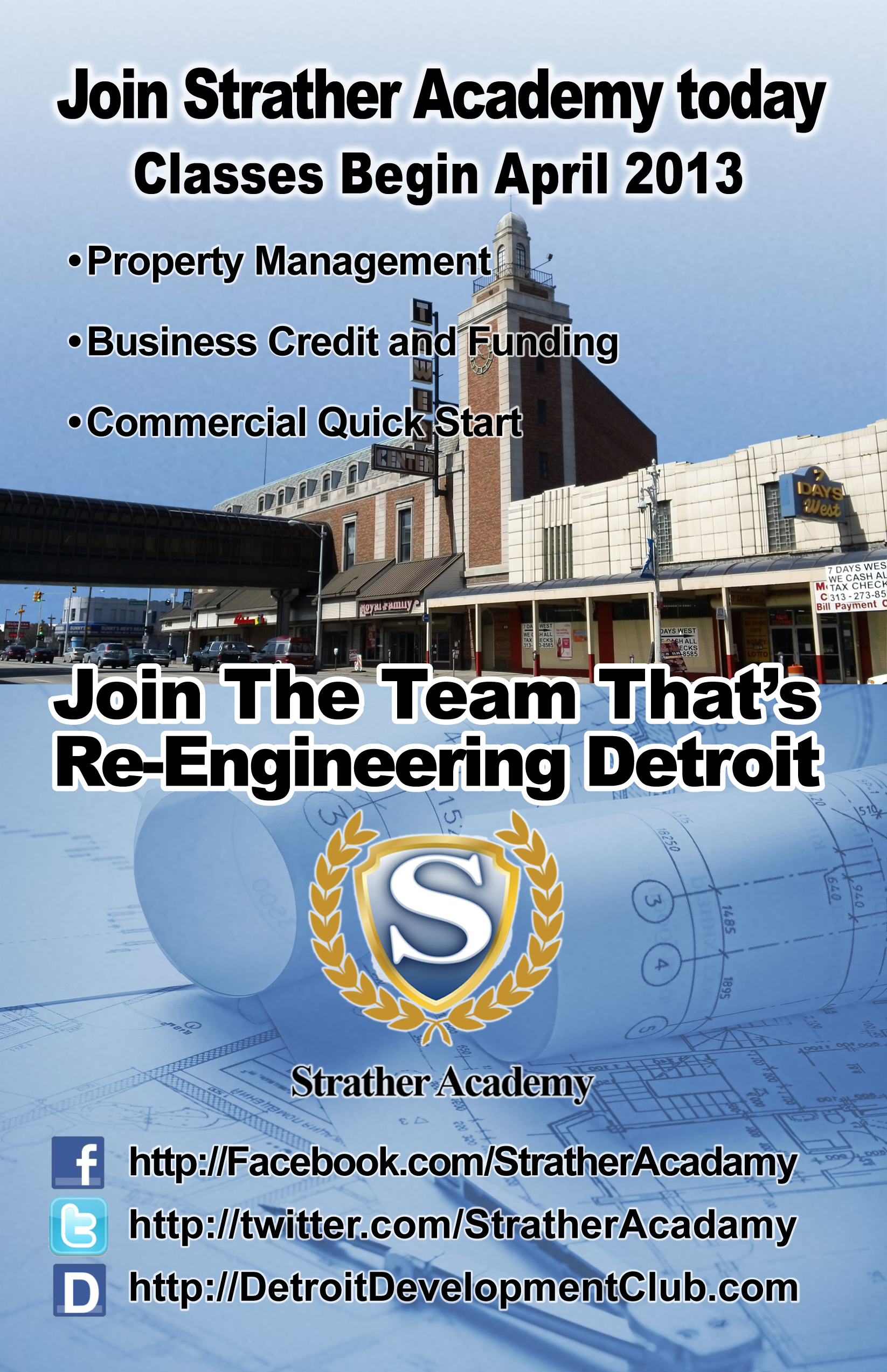 Strather Academy - half page flyer size - front - Angelo Thompson - design